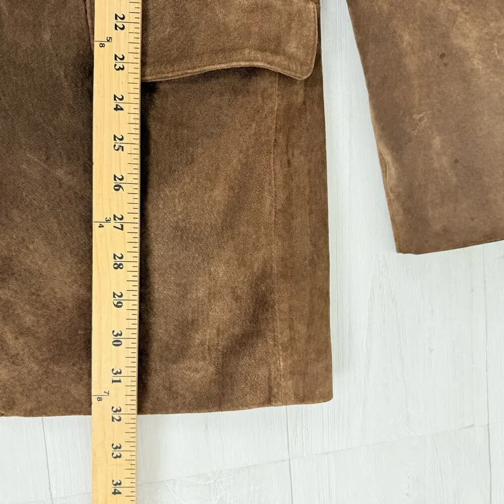 Apt.9 Suede Leather Sport‎ Coat Blazer Men Size 46 R Brown Western Pockets